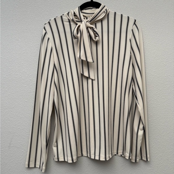Ann Taylor Tops - Ann Taylor Stripped Blouse, Cream and Black, Size M